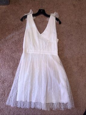 Staccato White Polka Dot Tulle Party Dress